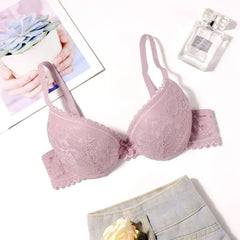 Small Chest Size Women Bra Thin Cup Mold Soft Cotton Brassiere Hollow Out Lace