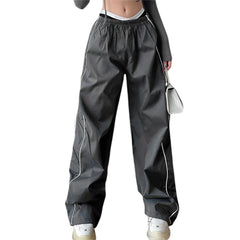 Y2K Baggy Cargo Pants for Women Drawstring Elastic Low Waist Parachute Pants