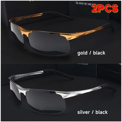 Sport Sunglasses Polarized Men UV400 Rectangle Gold Outdoor Driving Sun Glasses