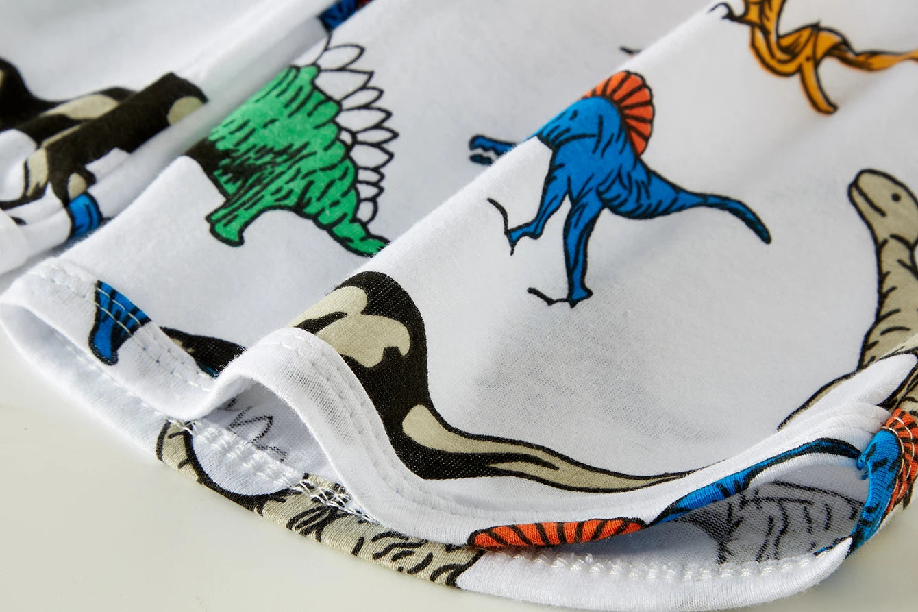 Manufacturer's in stock children's sleepwear cotton cartoon dinosaur boys' home clothes daily basic short sleeved underwear set