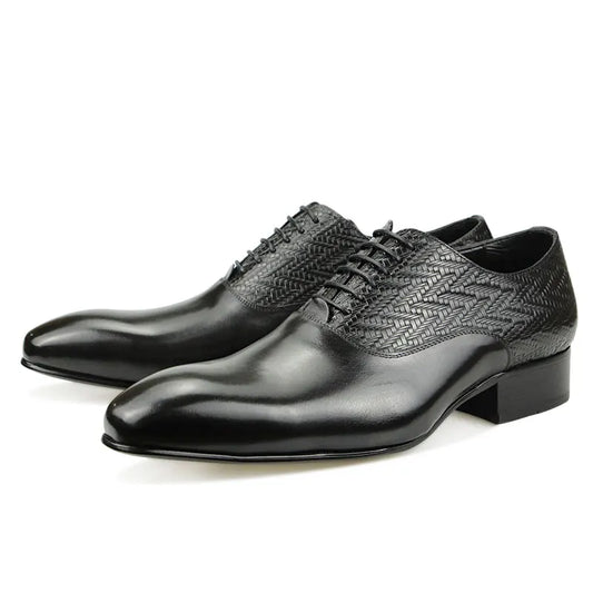 High Grade Black Leather Shoe Formal Office Oxfords Elegant Wedding Position
