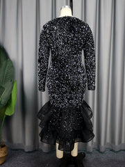 Homecoming Dresses: Formal Dresses for Women Long Sleeve Glitter Velvet
