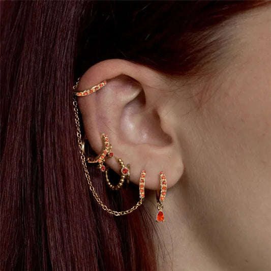 ROXI Ear Jewelry Set Water Drop Suit Earrings For Women Fashion Tassel Hoop Earring Piercing Pendientes Casual Street Jewelry