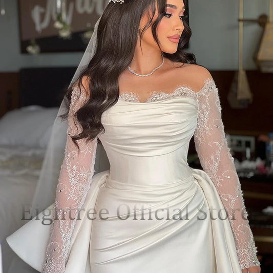 White Bridesmaid Dresses: Wedding Dresses Formal Off The Shoulder Long Sleeve
