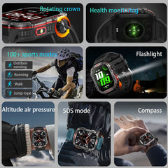 Outdoor Sports Smart Watch Men 2.01" GPS Tracker Compass LED Flashlight 600mAh Battery Waterproof Bluetooth Call Smartwatch Man
