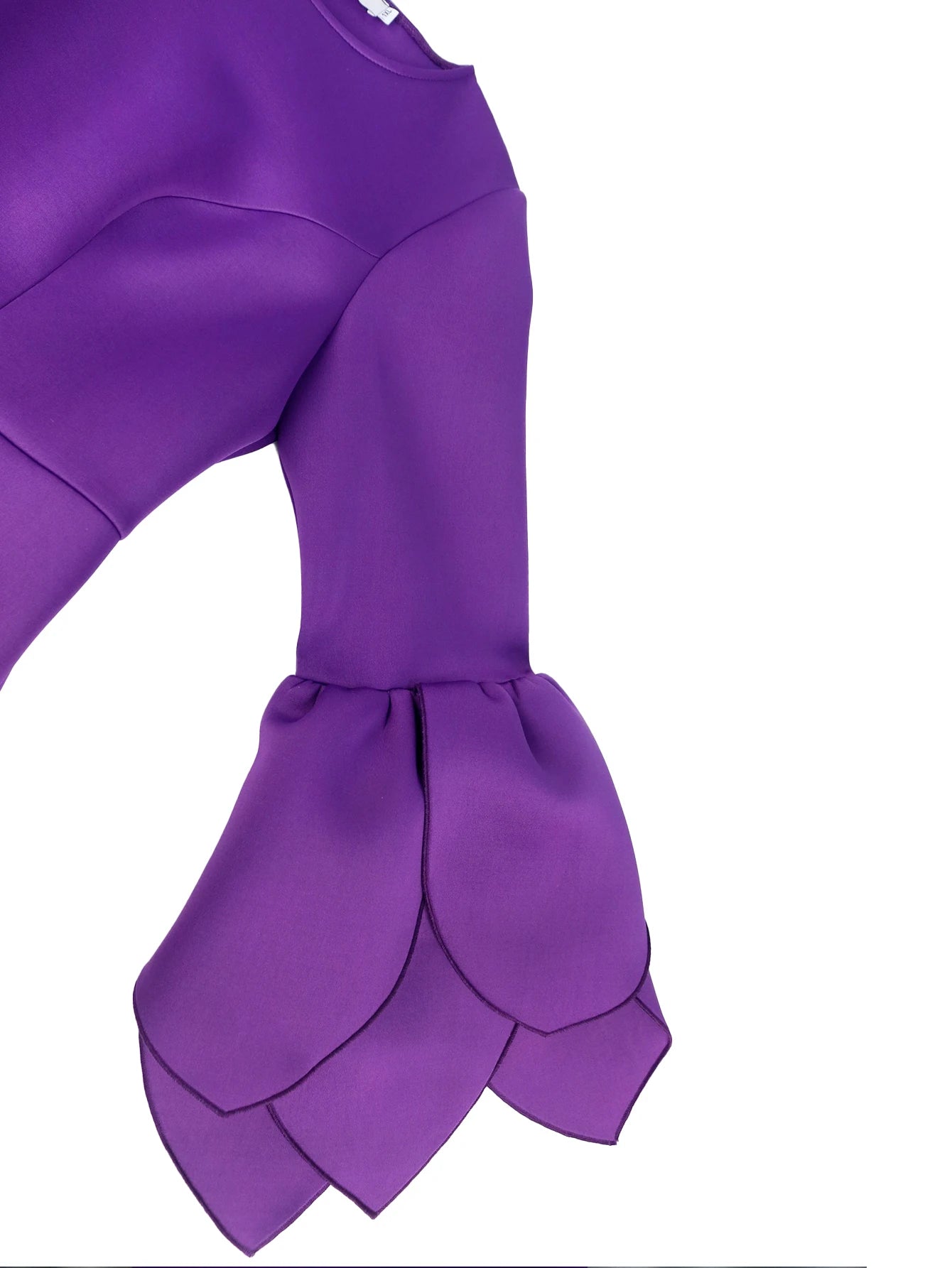 Purple Midi Dresses for Women Plus Size O Neck Long Ruffles Sleeve