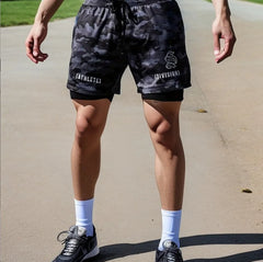 2 IN 1 Sport Running Casual Breathable Shorts Men Double-deck Jogging Quick