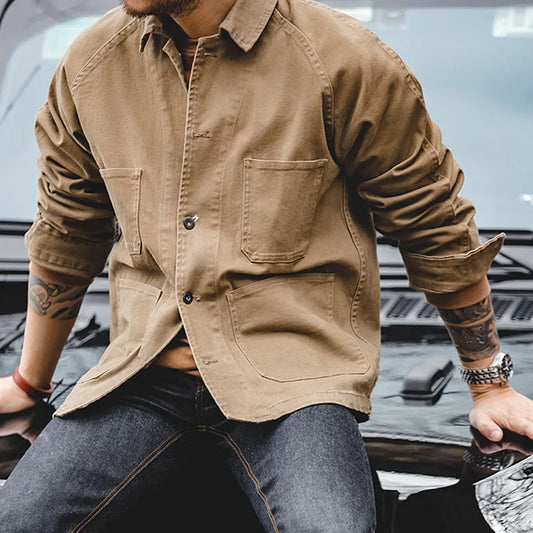Amekaji Jacket Men's American Casual Vintage 4 Pockets Jackets