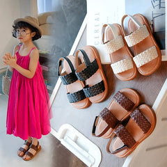 Girl Sandals Spring Summer Children Soft-soled Beach Woven Shoe Baby Fashion