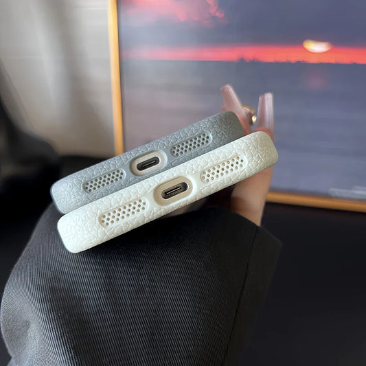 Frosted Hit Color Lichee Pattern Magnetic Phone Case For iPhone 17 Pro Max For Magsafe TPU Soft Cover
