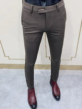 Trousers for Men Brown Slim Fit Man Suits Pants Tressed Suit
