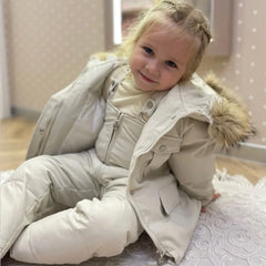 2pcs Set Children Winter Down Jacket and Jumpsuit for Baby Thicken Jacket for Girls