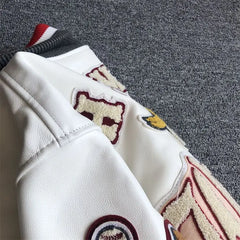 Men's spring and autumn baseball uniform Y2K retro trend leather jacket heavy