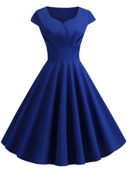 Evening Dresses: Women Short Sleeve Hepburn 50s 60s Vintage Pin Up Rockabilly