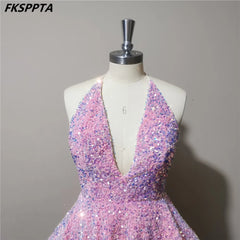Homecoming Dresses: Prom Dresses Backless Tiered Skirt Stretchable Sequins