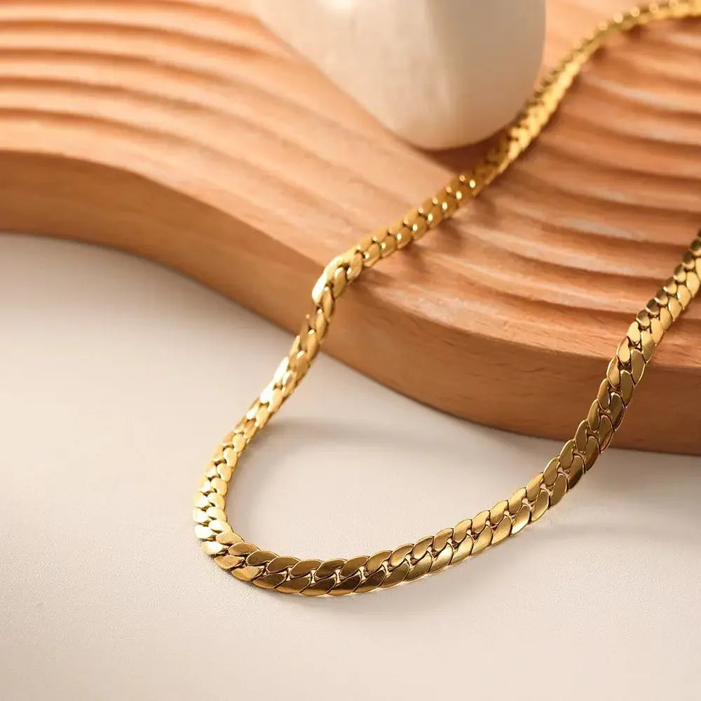 designer 20-60CM 925 Sterling Silver 18K gold 5MM sideways chain Necklaces