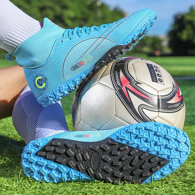 Professional Unisex Soccer Shoes Long Spikes TF Ankle Football Boots