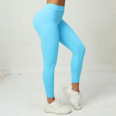 Seamless Yoga Sets Sports Fitness High V Waist Peach Hip-lifting Skinny Running
