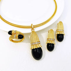 Italian Luxury Red Opal Pendant Jewelry Set For Women Wedding Jewellery Gift Daily