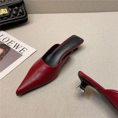 Womens Comfortable Heels: Low Heel Sandals White Rubber Slides Mules Shoes