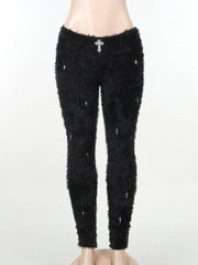 Fashion Casual Pencil Pants Trend Slim Fit Cross Accessories Autumn