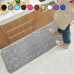 1pc Large kitchen Mat Bathroom Floor Mat Cobblestone Embossed Soft Absorbent