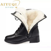 Women's winter shoes Genuine Leather Boots Women Military Large size