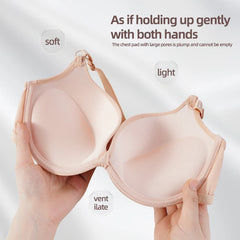 Women Cotton Gathered Bra Deep V Underwire Ladies Brassiere Push Up