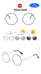 VIVIBEE Photochromic Mens Blue Light Blocking Glasses Retro UV400 Anti Glare Round Color Changing Sunglasses Computer Shades