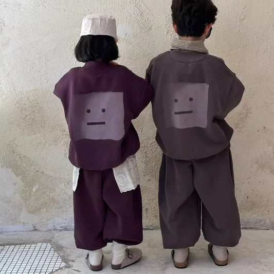 Fleece-Lined Sweatshirt Set 2025 New Children's Clothing Outdoor Clothes Boys Boys' Sets Korean Boy Outfit Top Bottom Kids Boy's