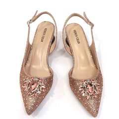 Matching Shoes and Bags: Italian Women Shoes Matching Bag in Champagne Color