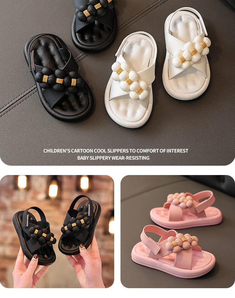 Children's Sandals Girls Platform Flats Princess Flower Kids Baby Summer Shoes