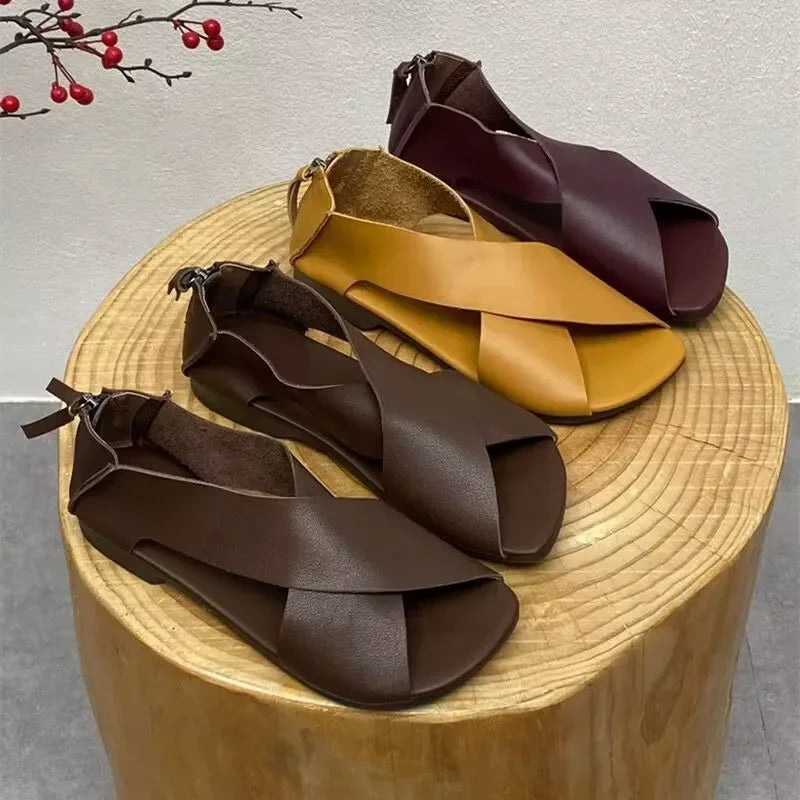 Women Sandal Fashion Open Toe Female Simple Gladiator Shoe Flats Heel