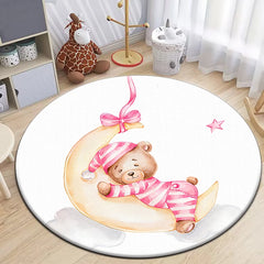 Cute little bear Round Carpet for Living Room Rugs Camping Picnic Mats Flannel