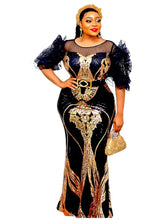 Formal attire Dresses: Party Evening Dresses Long Gown African Short Sleeve