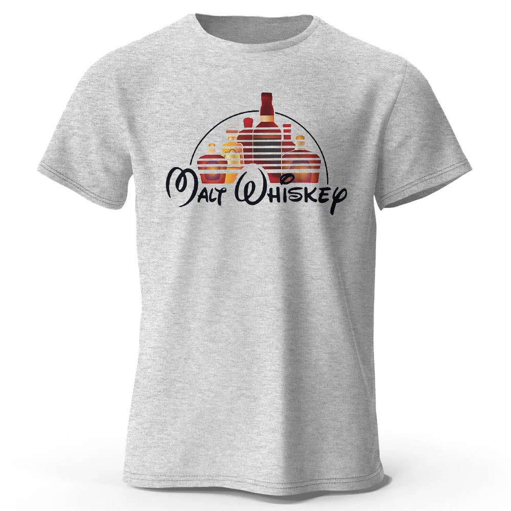 Men's Malt Whiskey Printed T-Shirt 100% Cotton Oversized Funny Graphic Tees for Men Women Summer Tops