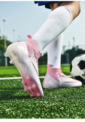 Mens Soccer Cleats High Ankle Football Shoes Long Spikes Outdoor Soccer