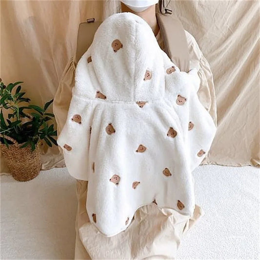 Winter Baby Hooded Cloak Baby Girl Coat Infant Outfit Windproof Coral Velvet Blankets