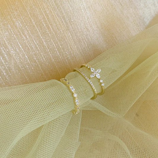 Vintage French Style Fashion Crystal Adjustable Ring for Women