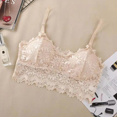 French Beautiful Back Bra Women'S Thin Lace Beautiful Back Bra No Steel Ring Sling