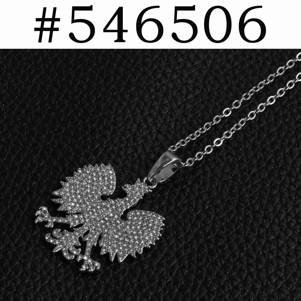 Anniyo Poland Symbol Eagle Pendant Necklaces for Women Men,Polska Poles Jewelry #252706