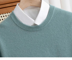 Pure Wool Sweater Men's Autumn Winter O-Neck Pullovers Business Casual