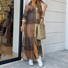 Women Long Sleeve Shirt Dress Spring Autumn Casual Boho Printed Dresses