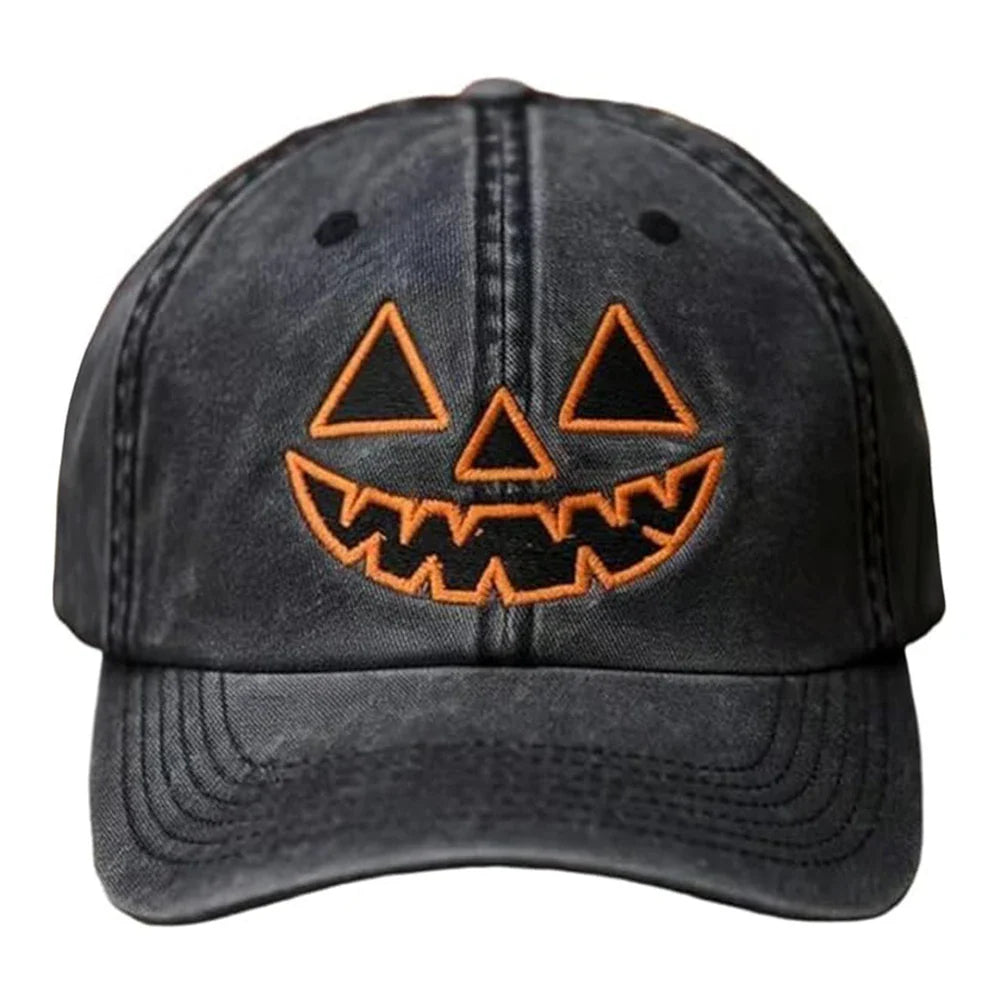 Halloween Unisex Baseball Hat for Women Men Pumpkin Embroidery Baseball Cap for Outdoor Activities Like Hiking Fishing
