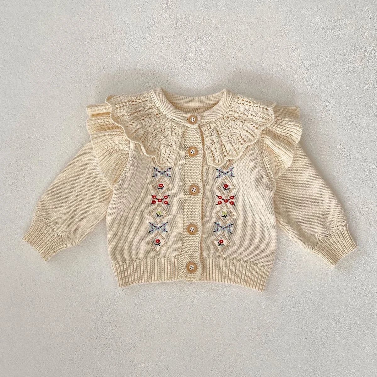 Baby Clothing for Girls Fashion Versatile Hand Hook Lace Jacquard Knitted Coat