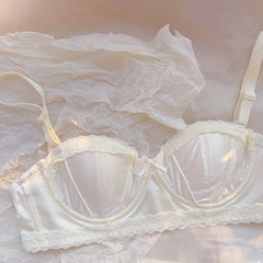 Seamless Satin Silky lingerie Thin little bra with push-up and anti-sagging pull-back bra