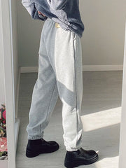 Sweatpants Women Winter Straight Leg Fleece Pants Elastic Waist Gray Velvet Trousers