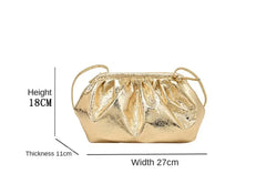 Design Women's Leather Silver Cloud Bag Female Gold Crossbody Bag