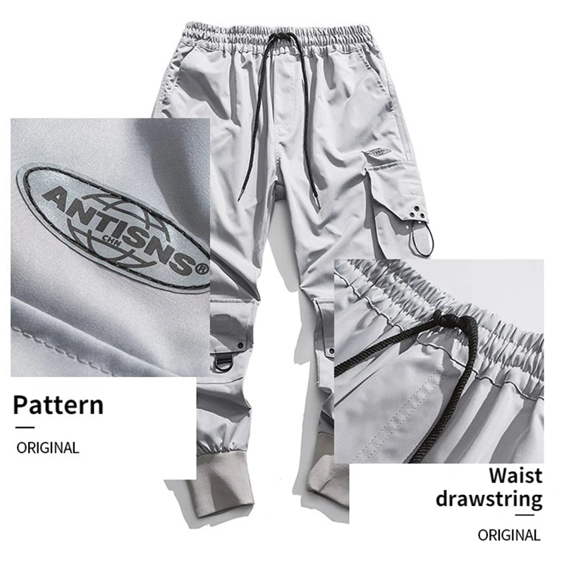 Black Cargo Pants Men Joggers Hip Hop Techwear Pants Hippie Cargo