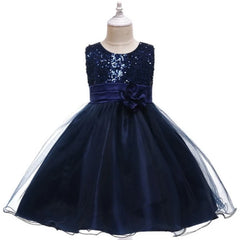 Girl Dress Flower Embroidered Bow Princess Dress Children Lace Mesh Tutu Wedding